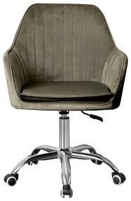 Scaun de birou, gri-maro Taupe tesatura Velvet crom, KLIAN