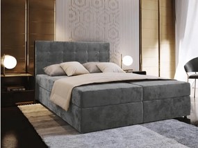 Pat tapițat boxspring GLORIEN VELVET 160x200 cm gri Saltele: Saltea cu arcuri Bonell