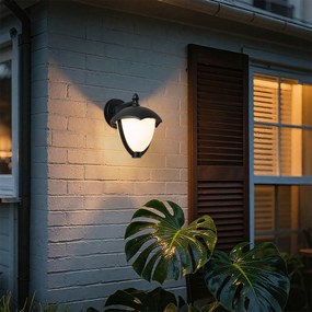 Lampa de perete inteligentă de exterior neagră cu sticlă opal incl. LED IP54 - Classica