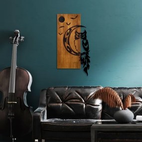 Decorațiune de perete 36x66 cm lemn/metal bufniță