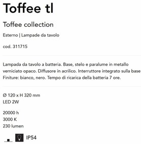 Veioza/Lampa de masa LED portabila de exterior Toffee tl negru
