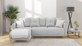 Coltar Extensibil Gamma 238 x 170 Cm Revesibil, Tapiterie Textila Gri Deschis