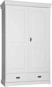 Dulap lemn masiv alb Florence, 132 × 62 × 218 cm