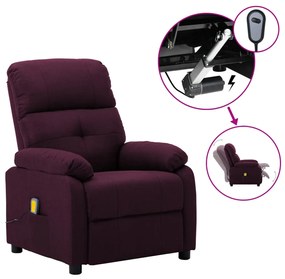 Fotoliu de masaj rabatabil electric, violet, material textil 1, Violet