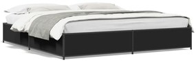 3279827 vidaXL Cadru de pat negru 180x200 cm din lemn prelucrat și metal
