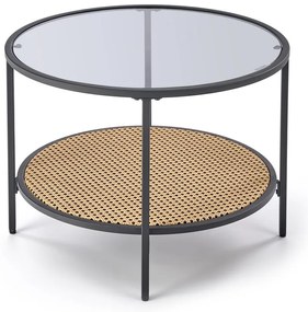 Masa de cafea Dakota, ratan / negru