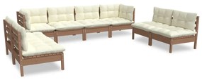 3096235 vidaXL Set mobilier de grădină cu perne, 8 piese, lemn masiv de pin