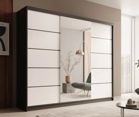 Dulap cu usi glisante si oglinda, 250x58x215 cm, Etna 250, ADRK Furniture (Culoare: Alb / Alb)