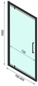 Cabina de dus dreptunghiulara cu usa pivotanta Rea Rapid Swing 80x100 negru
