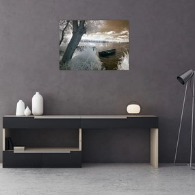 Tablou cu barca pe lac (70x50 cm)