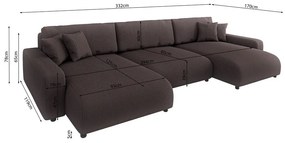 Colțar maro extensibil, cu spațiu de depozitare, cu tapițerie din catifea reiată Sara – Ropez