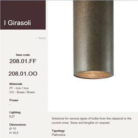 Plafoniera minimalista aspect antique brass diametru 10cm, H-18,5cm I Girasoli 208.01