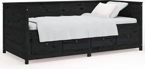vidaXL Pat de zi, negru, 90x190 cm, lemn masiv de pin