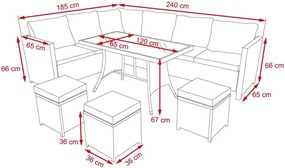 Set mobilier de grădină din ratan VERANO gri