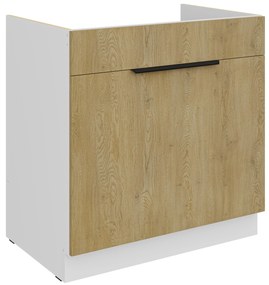 Dulap inferior de bucătărie pod drez Carminia 80 ZL 1S BB PREMIUM BOX (stejar cremona + alb). 1128040