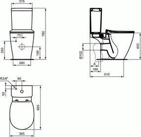 Vas wc Ideal Standard Connect Aquablade, montare pe podea, alb - E042901