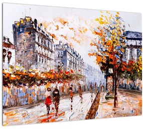 Tablou pe sticlă - Viața în oraș (70x50 cm)