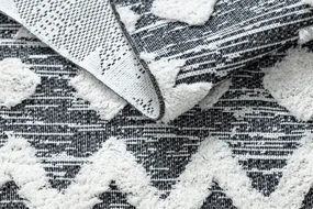 Covor ECO SISAL BOHO MOROC Etno Zig zag 22319 franjuri - două niveluri de lână gri / cremă, covor reciclat