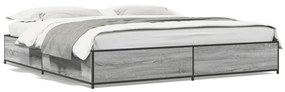 3279830 vidaXL Cadru de pat, gri sonoma, 180x200 cm, lemn prelucrat și metal