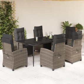 vidaXL Set mobilier de grădină cu perne, 7 piese, gri, poliratan
