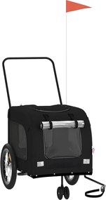 vidaXL Remorcă bicicletă animale companie, negru, textil oxford/fier