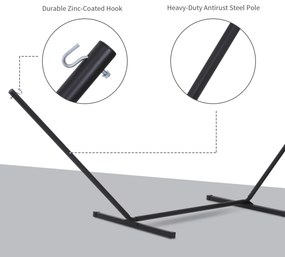Outsunny Suport pentru Hamac, Capacitate Maximă 150Kg, Structură din Metal Rezistent, Negru, 360x92x115cm | Aosom Romania