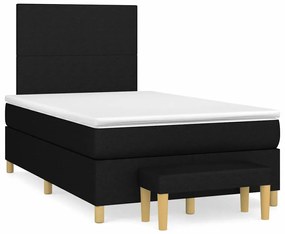 vidaXL Pat box spring cu saltea, negru, 120x190 cm, catifea