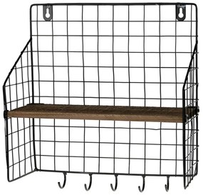 Polita de perete cu 5 carlige LOFT 28x30 cm