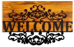 Decorațiune de perete 58x36 cm lemn/metal bun venit