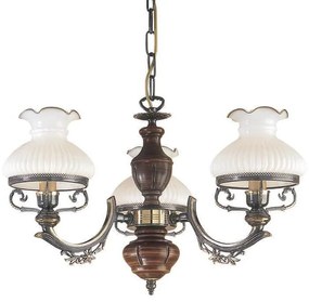 Candelabru cu 3 brate design italian din alama cu lemn 2810