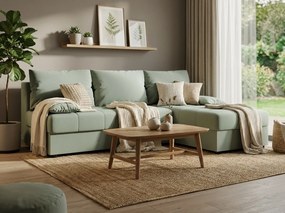 OFERTA Canapea extensibila reversibila in forma de L VENORIA SLIM 200x143 cm, verde deschis + 2 pernute GRATIS calitate II