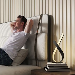 HOMCOM Lampă de masă design contemporan - lampă de masă design în spirală - dim. 21L x 15l x 43H cm - aluminiu negru LED alb cald | Aosom Romania