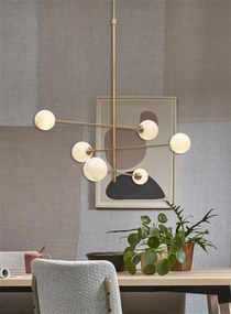 Lustra cu 6 globuri din sticla cu aspect de marmura Carrara auriu