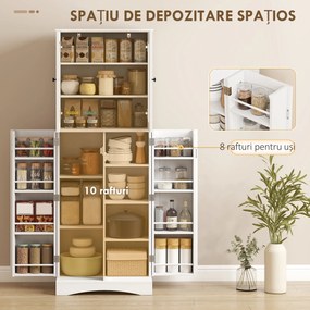 HOMCOM Dulap Bucătărie 162 cm, Credenza, Uși Acrilice Soft-Close, Rafturi, Alb. | Aosom Romania