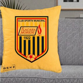Perna Personalizata CSM Flacara Moreni 1922 Fotbal, 40x40 cm, Galben, Husa Detasabila, Perna Inclusa, BEKZ®
