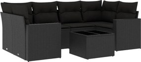 vidaXL Set canapele de grădină cu perne, 7 piese, negru, poliratan