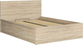 Pat TETRIX 140x200, stejar sonoma, PAL, cu somiera si spatiu depozitar