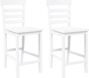 vidaXL Scaune de bar 2 buc din cauciuc din lemn masiv alb