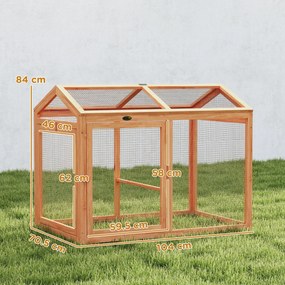 PawHut Coteț pentru găini adăpost exterior cu tijă pentru odihnă și uși duble, din lemn și metal, pentru 2 găini, 104 x 70,5 x 84 cm Portocaliu | Aosom Romania