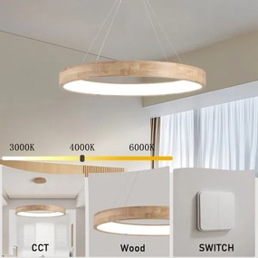 Brilagi - Lustră suspendată pe cablu FALCON WOOD LED/60W/230V 3000/4000/6000K 80 cm din lemn