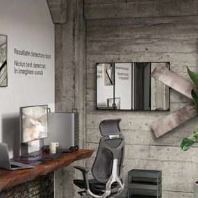 HOMCOM Oglindă Industrială de Perete, Oglindă Dreptunghiulară cu Ramă Metalică, Oglindă Decorativă, 109x2x69 cm, Negru | Aosom Romania