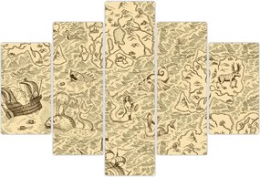 Tablou - Harta de epocă, ilustrații (150x105 cm)