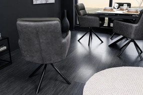 Set de 2 scaune pivotante Big George, microfibra/ piele gri