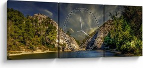 Tablou peisajului cu lac (cu ceas) (90x30 cm)