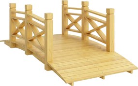 Outsunny Pod de grădină din lemn carbonizat curbat cu balustradă sigură și capacitate 200kg 174 x 78 x 57,5 cm Natural | Aosom Romania