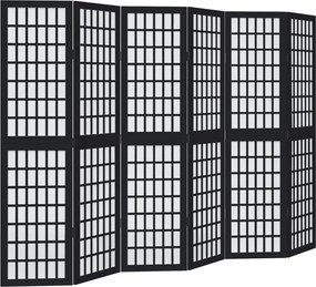 vidaXL Paravan de cameră cu 6 panouri, negru, lemn masiv paulownia