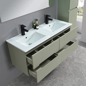 Trent 120 dulap de baie inferior cu chiuvetă ceramică 4 sertare, verde