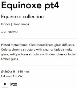 Lampa de podea EQUINOXE PT4 antique brass/ faded amber