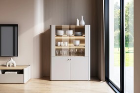 Vitrină cu două uși Elivo 100 cm - cașmir / stejar uleiat