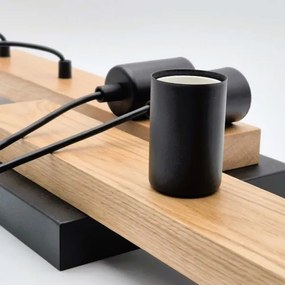 Lustră pe cablu CORTINA 4xE27/15W/230V negru/stejar